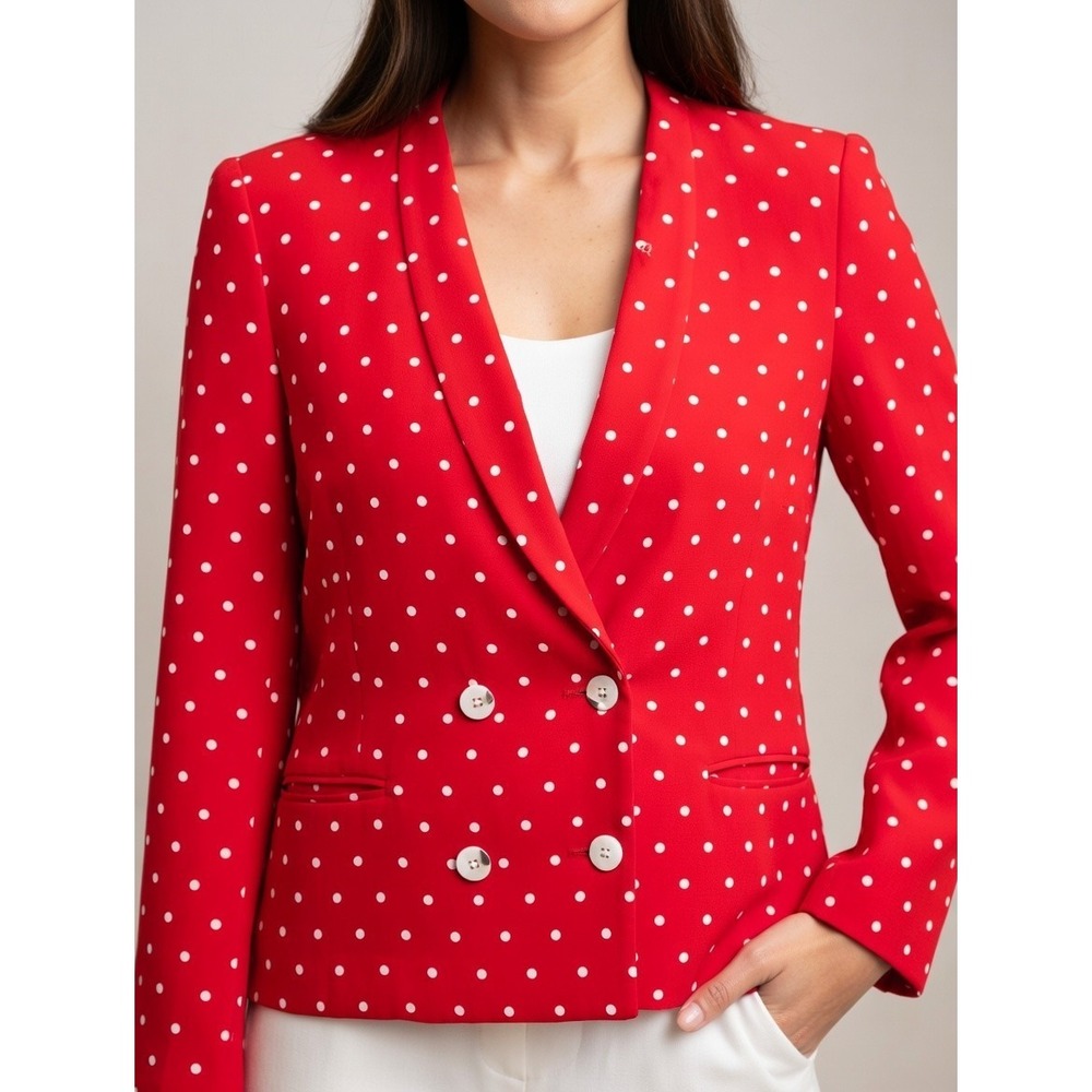 Vintage‎ David Brooks Polka Dot Blazer Large Classic Office Preppy 90s Cute